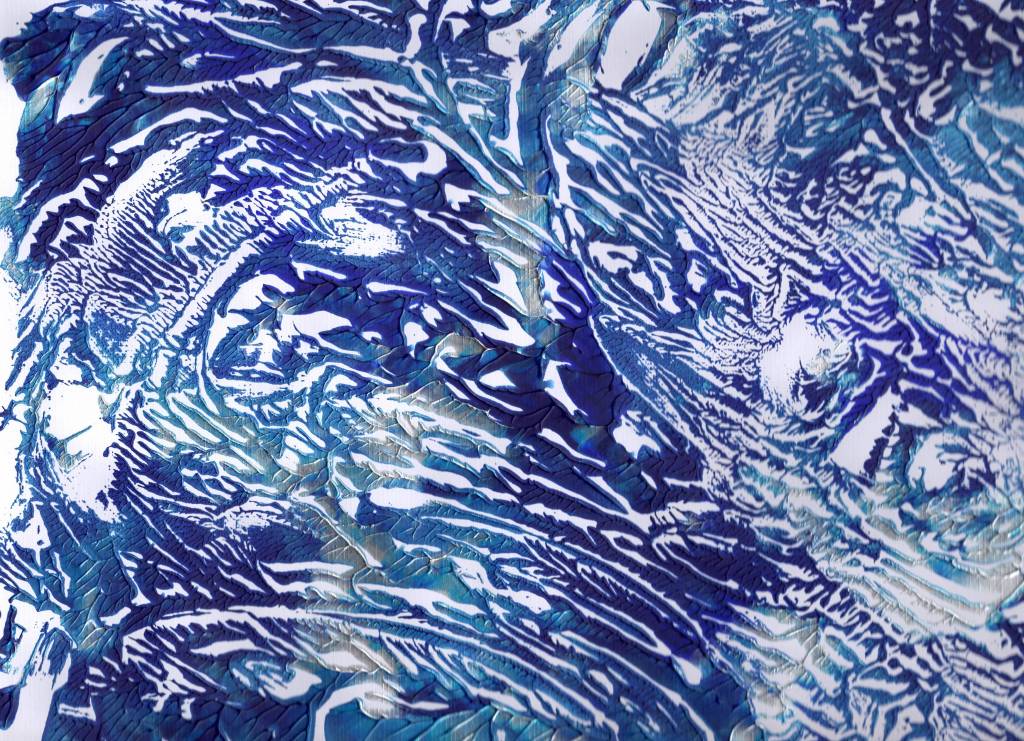 Blue Reflection Two, acrylic on paper, Shé 2022