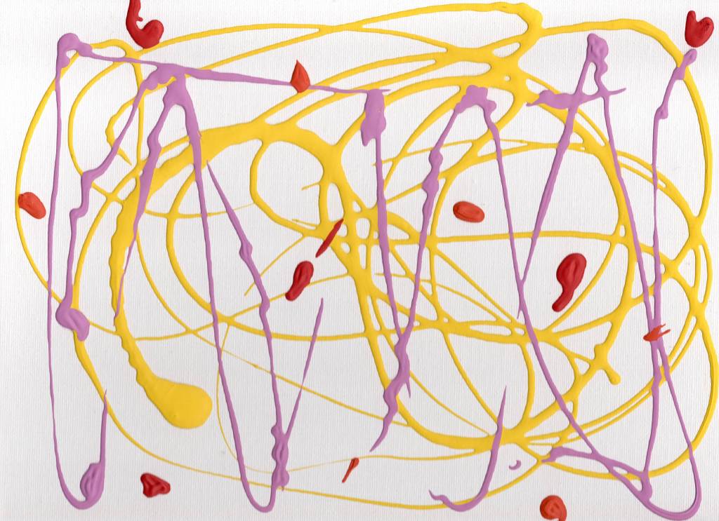 "Round and Round" by Shé, 8.5" x 11" acrylic on canvas, 2019