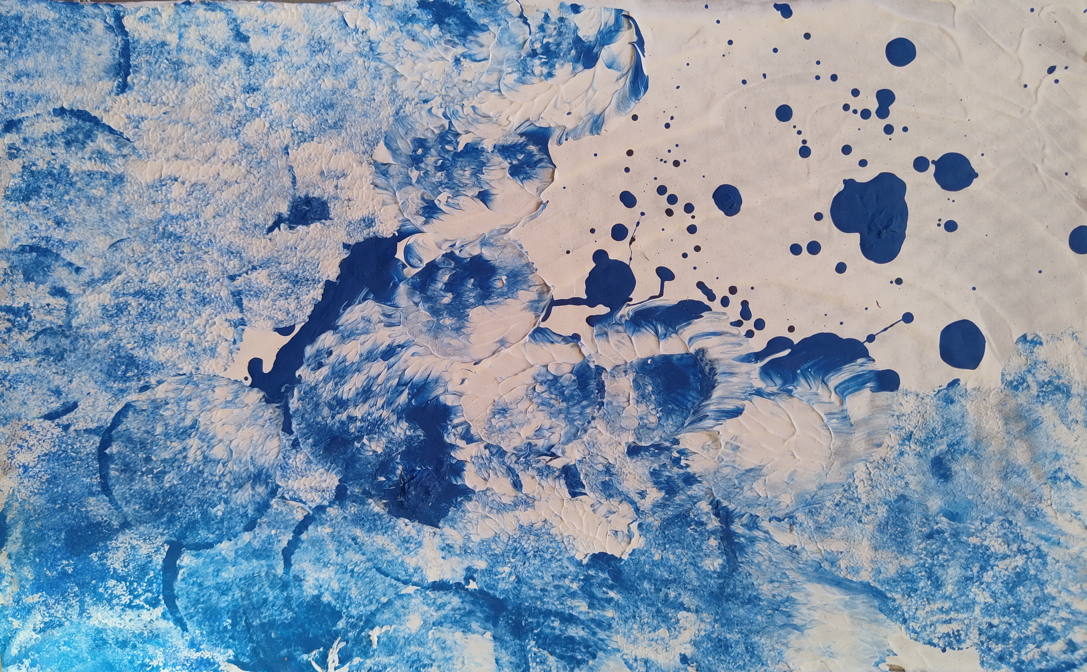 Fish are Jumpin' by Shé, 7" x 11" gesso and acrylic on cardboard, July 2023