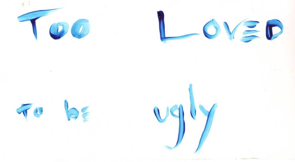 "2Loved2BUgly" by Shé, 3" x 5" acrylic on canvas board, 2021