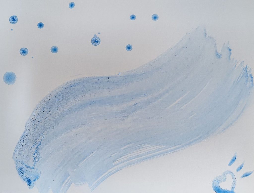 "Godspeed" by Shé, 6" x 8" acrylic and glitter on paper, 2024