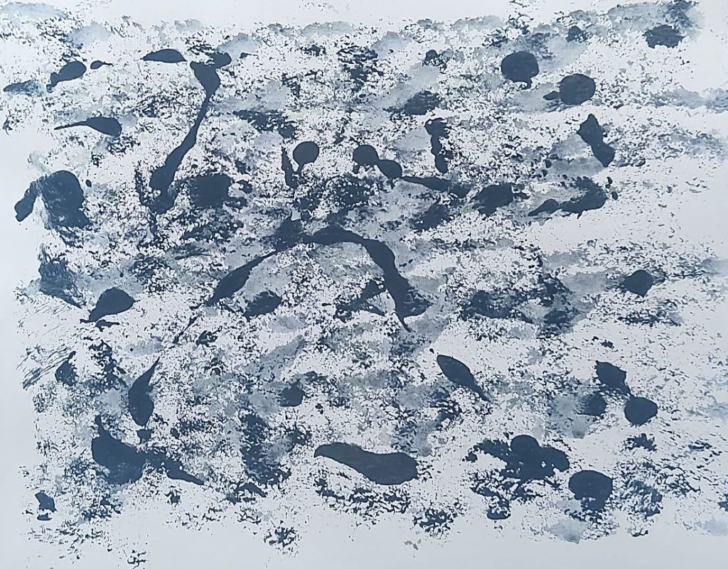 "Bay Life" by Shé, 11" x 14" acrylic on paper, circa 2022