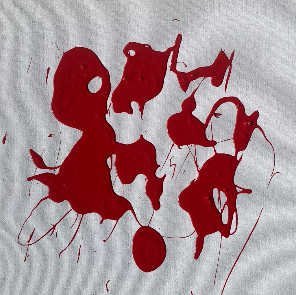 "Get Away!" by Shé, 10” x 10” acrylic on canvas, 2024