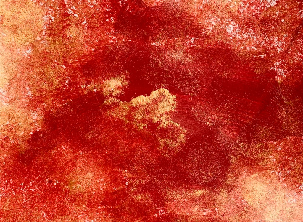 "Fire" by Shé, 12" x 9" acrylic on paper, 2025