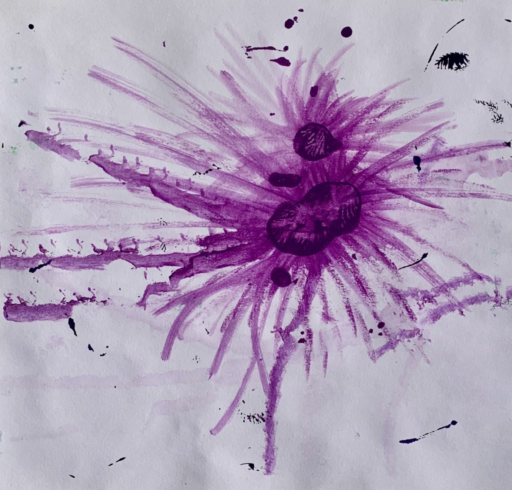 "Sea Urchin" by Shé, 11" x 11" acrylic on paper, 2020