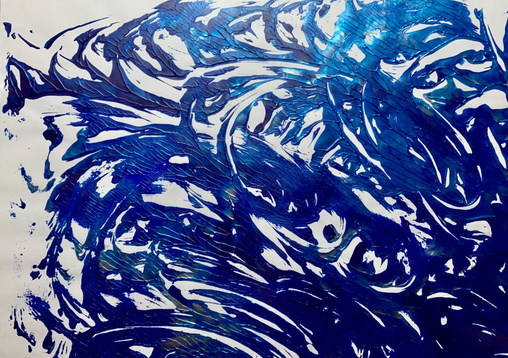 "Serious Joy" by Shé, 16.5" x 11.69" acrylic on paper, 2021