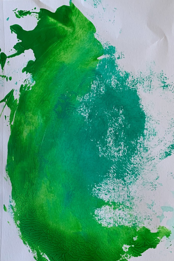 "Kokopelli" by Shé, 9" x 12" acrylic on paper, 2025