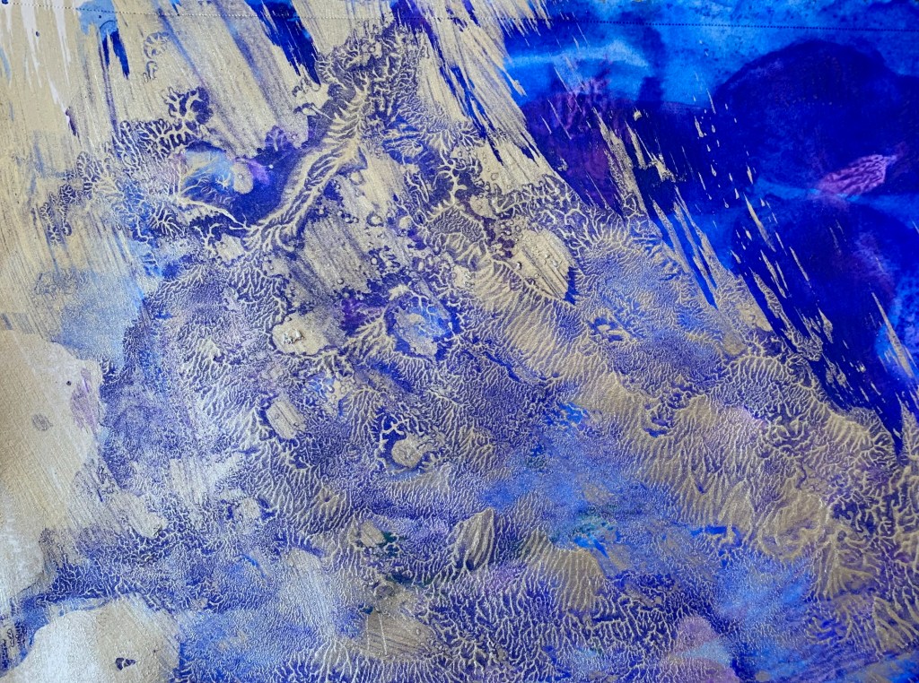 "Tidal Cleansing" by Shé, 9" x 12" acrylic on paper, 2025