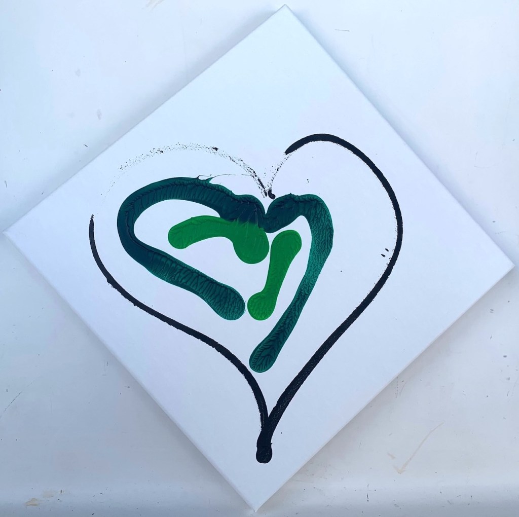 "Plenty Love" by Shé, 12" x 12" acrylic on canvas, 2025