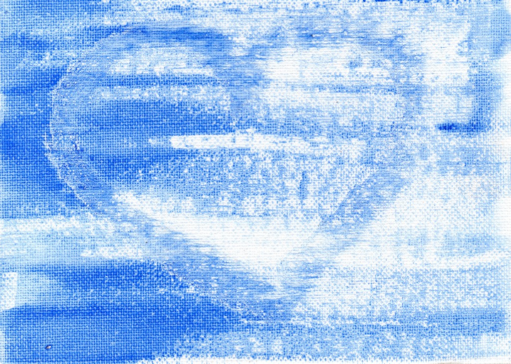 One Blue Heart, 7" x 5" acrylic on canvas board, 2020