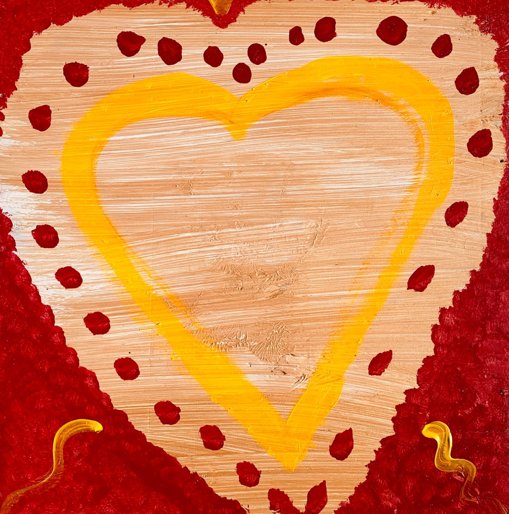 Hand to Heart 4, 16" x 16" acrylic on plywood, 2026
