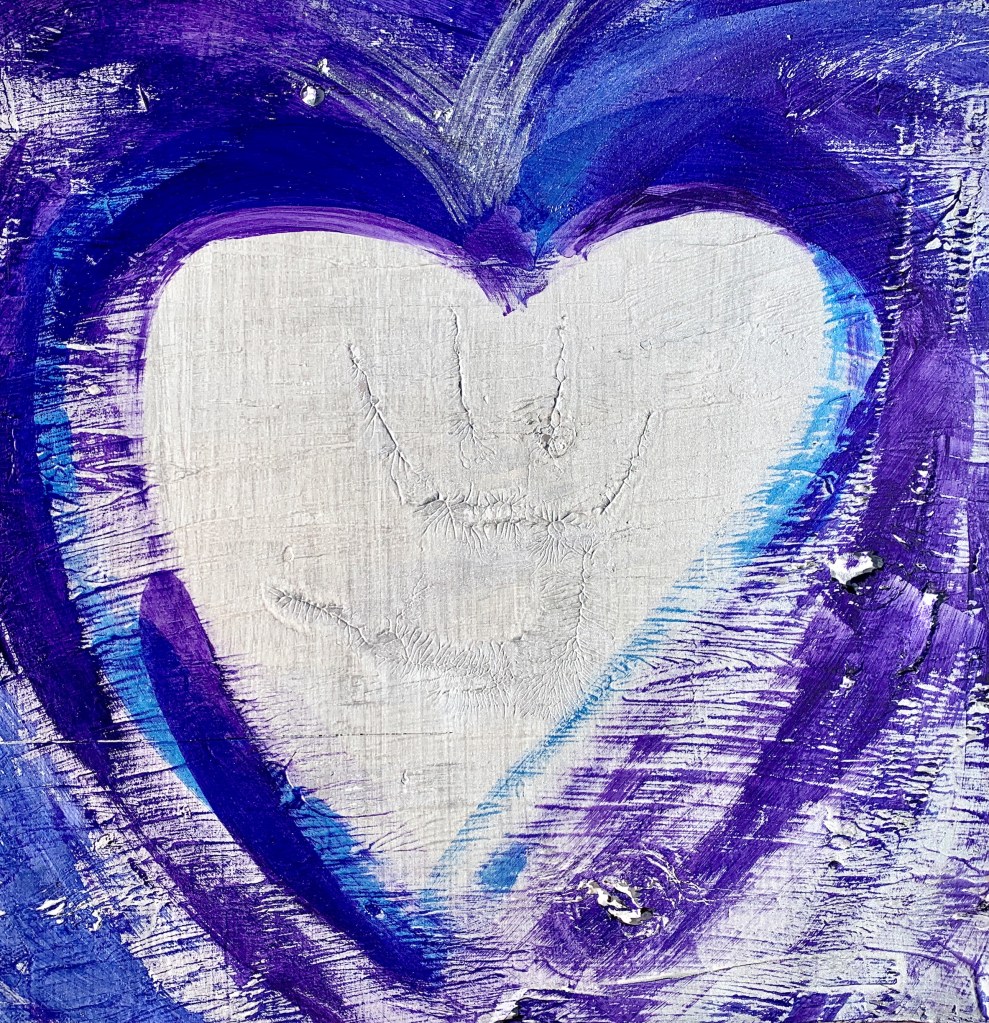 Hand to Heart 5, 16" x 16" acrylic on plywood, 2026