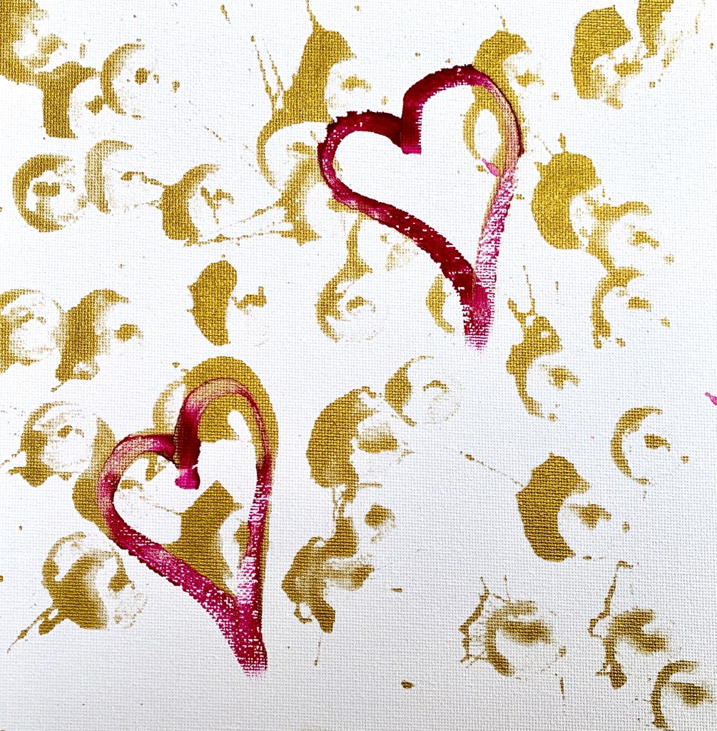 Ambling Hearts, 8" x 8" acrylic on canvas board, 2026